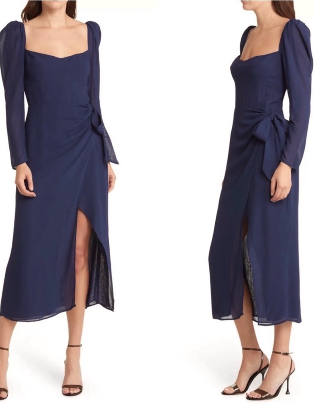 Reformation Long-Sleeve Wrap Midi Dress